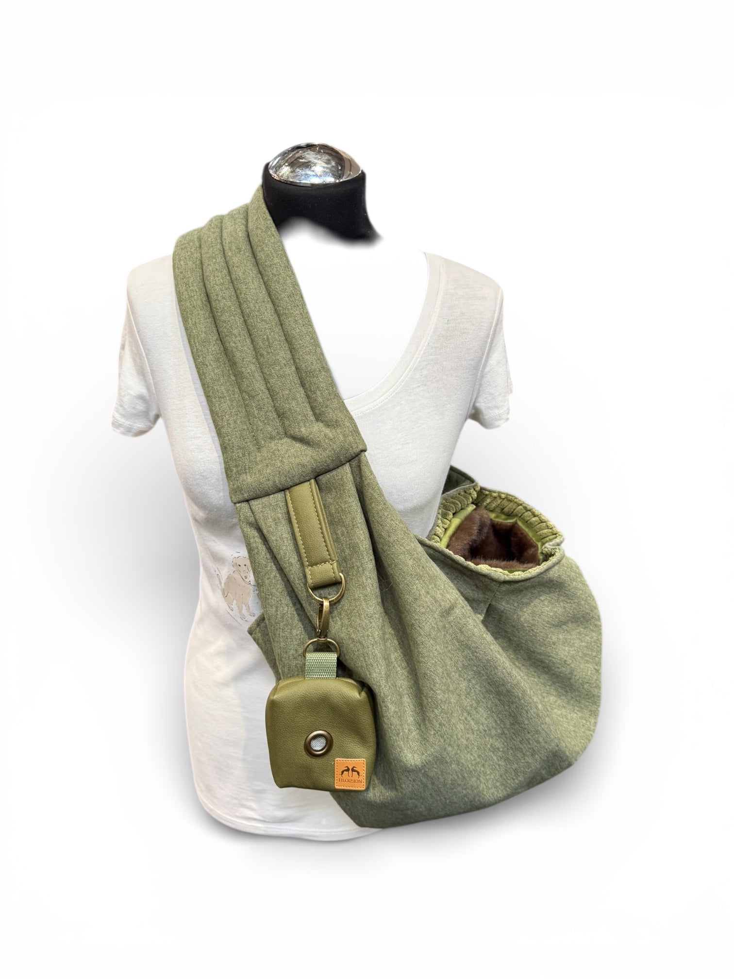 Crossbag 2 in 1 Hundetragetasche Loden Optik Grün