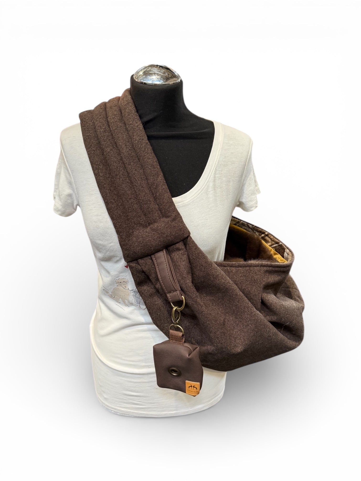 Crossbag 2 in 1 Hundetragetasche Loden Optik Braun