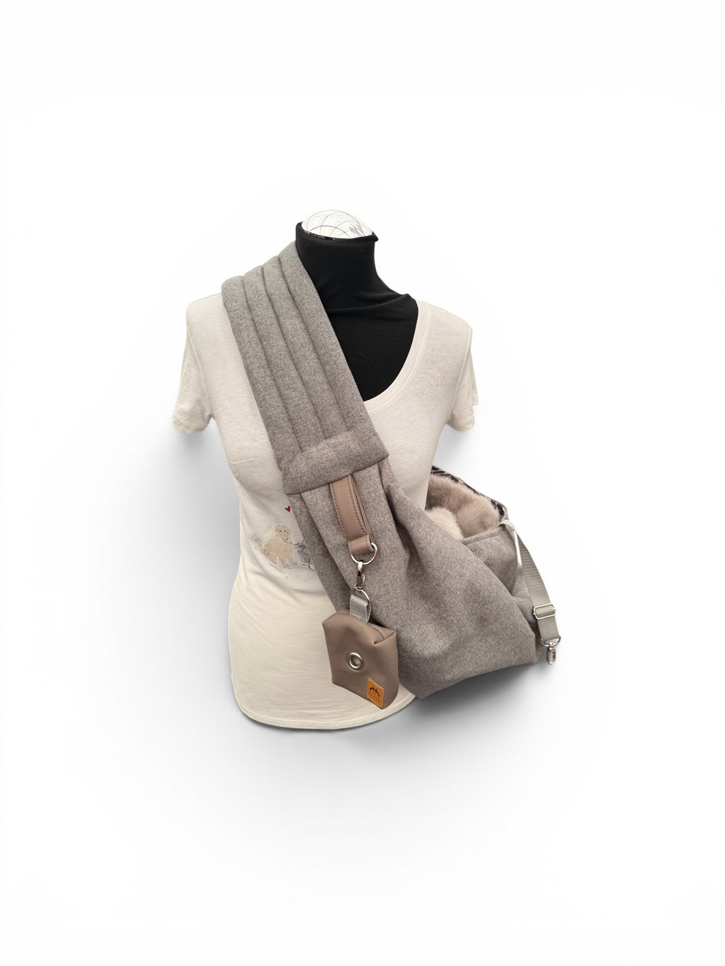 Crossbag 2 in 1 Hundetragetasche Loden Optik Grau
