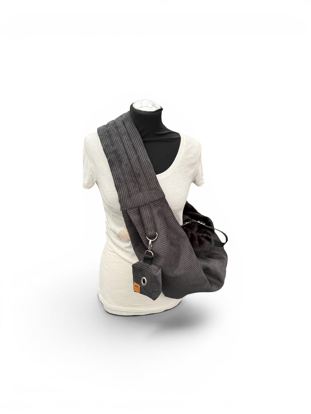 Crossbag 2 in 1 Hundetragetasche Dunkelgrau