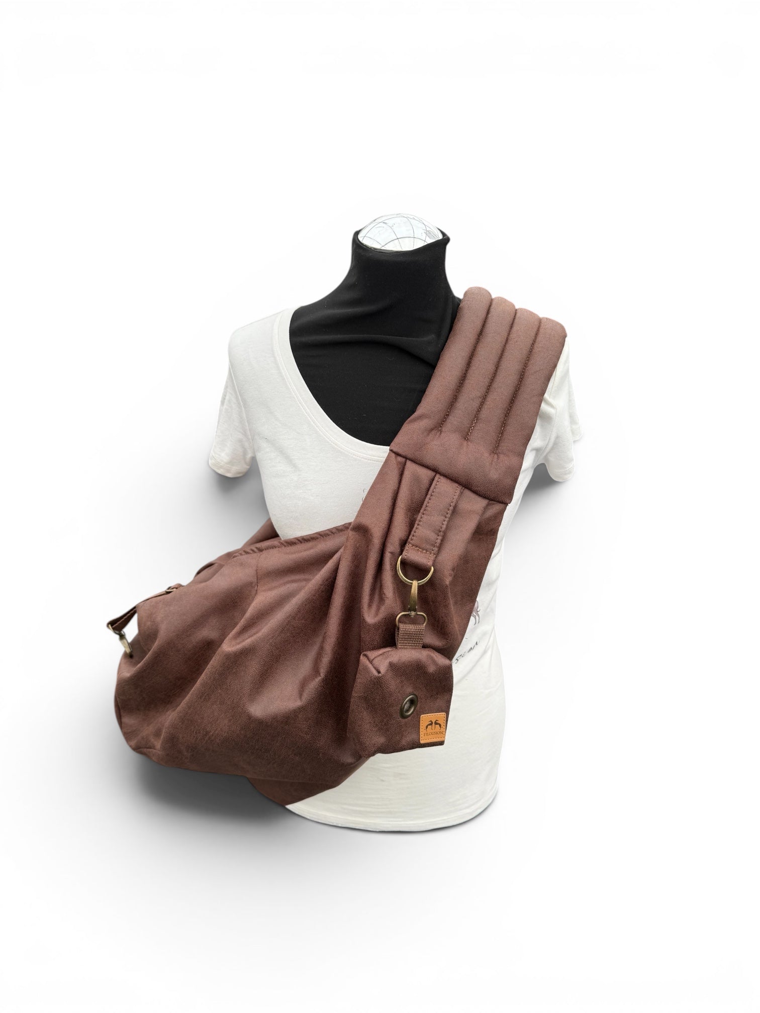 Crossbag 2 in 1 Hundetragetasche Waschleder Braun