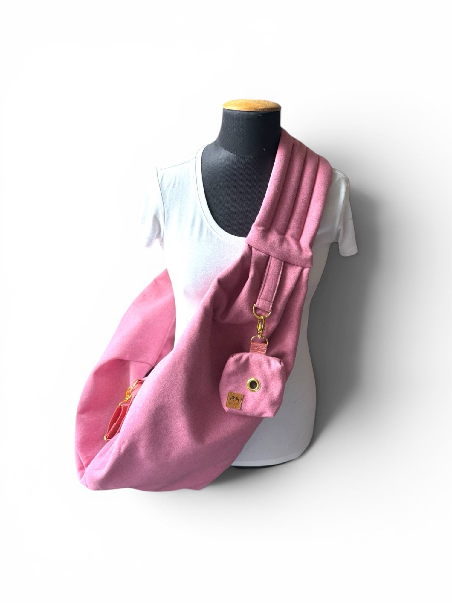 Crossbag 2 in 1 Hundetragetasche Loden Optik Rosa