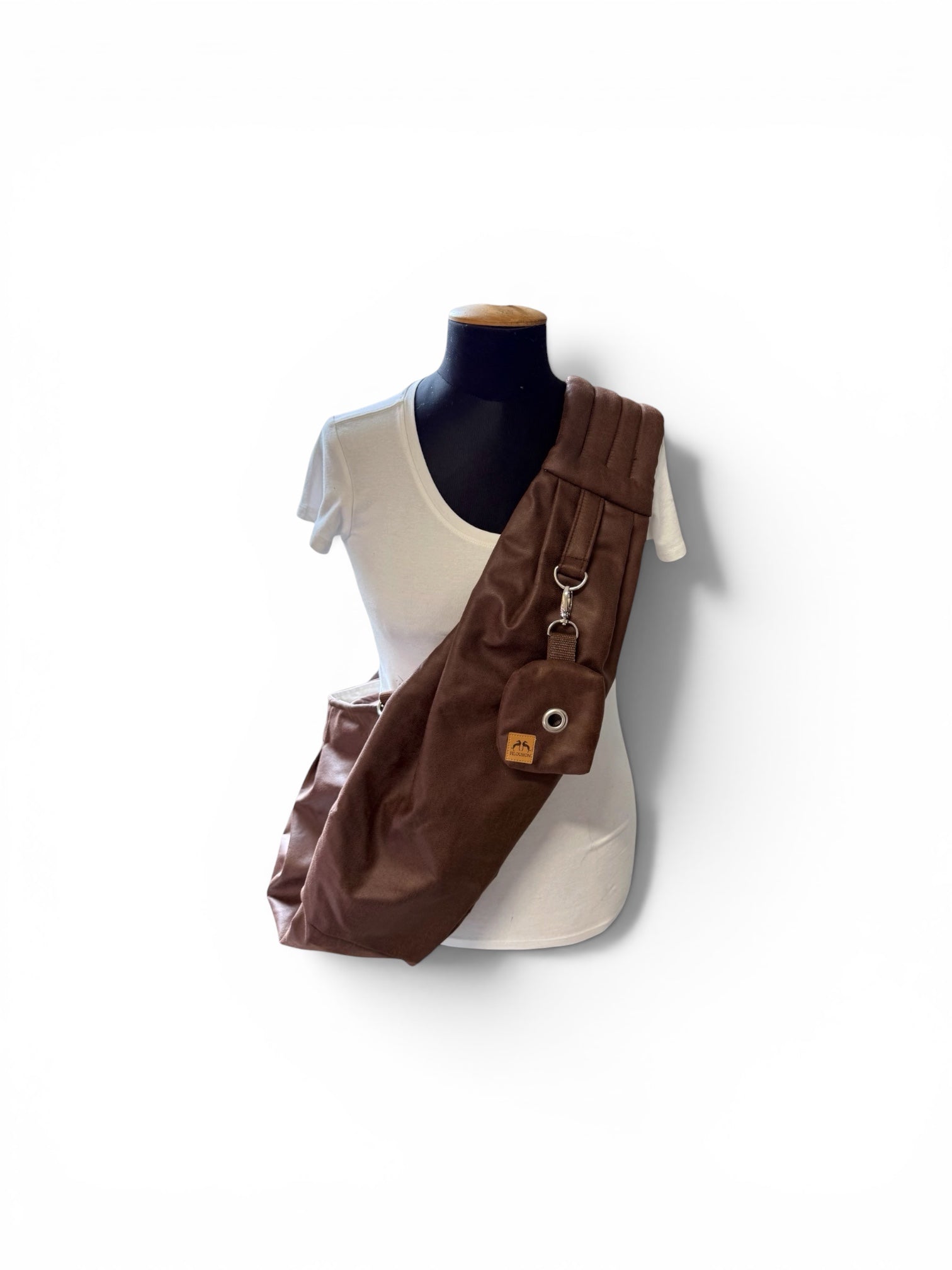Special Crossbag 2 in 1 Hundetragetasche Waschleder Dunkelbraun L
