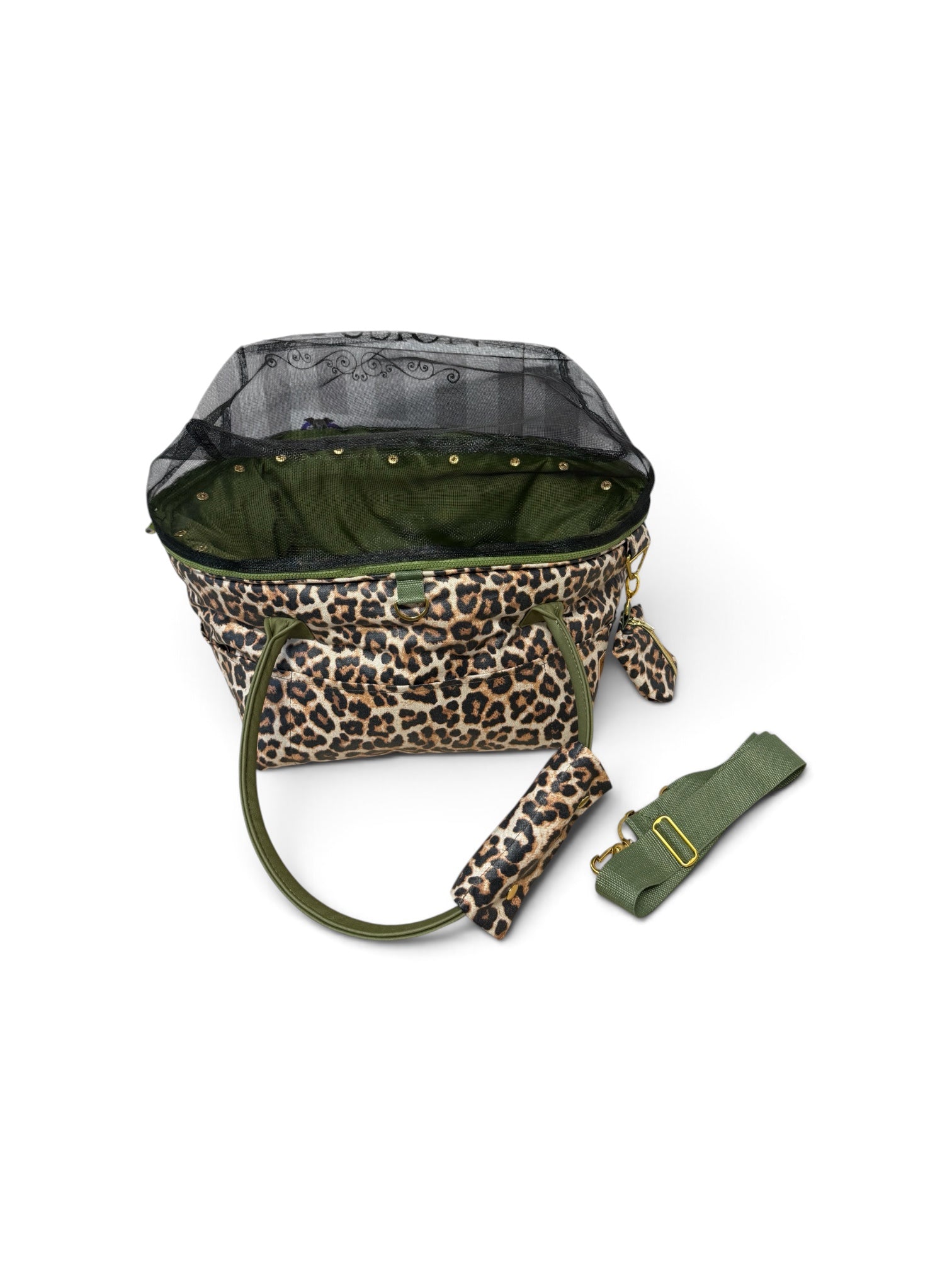 Hundetragetasche Anfertigung FiouStar Fly & Travel Leo Love Grün
