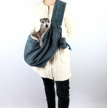 Preview: Hundetragetasche FiouStar Cross Cord Blue