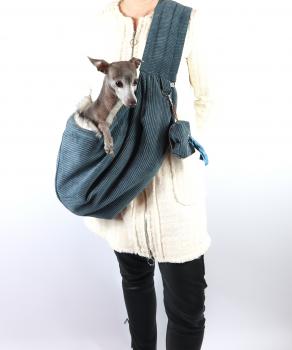 Preview: Hundetragetasche FiouStar Cross Cord Blue