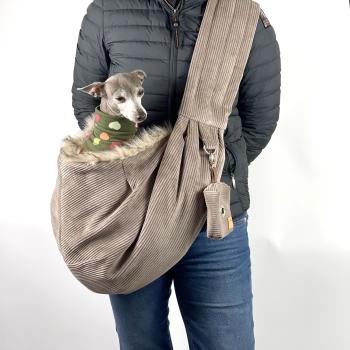 Preview: Hundetragetasche FiouStar Cross Cord Taupe.