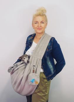 Preview: Hundetragetasche FiouStar Cross Cord Grey