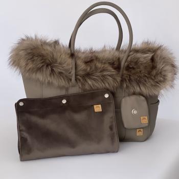 Luxushundetasche FiouStar Swing Nappa Taupe.
