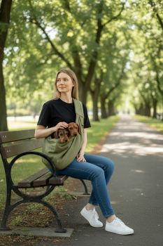 Preview: Hundetragetasche FiouStar Cross 2 in 1 Lodenlook Grün