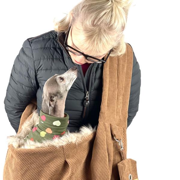 Hundetragetasche FiouStar Cross Cord Braun.