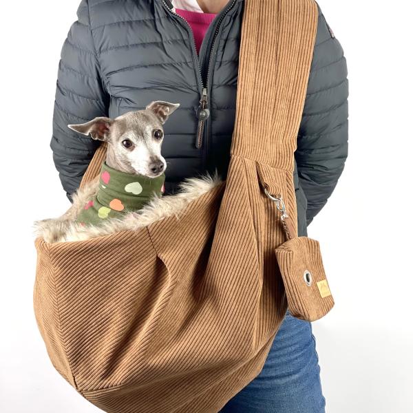 Hundetragetasche FiouStar Cross Cord Braun.