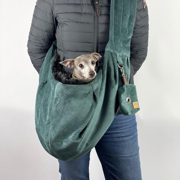 Hundetragetasche FiouStar Cross Cord Smaragd.